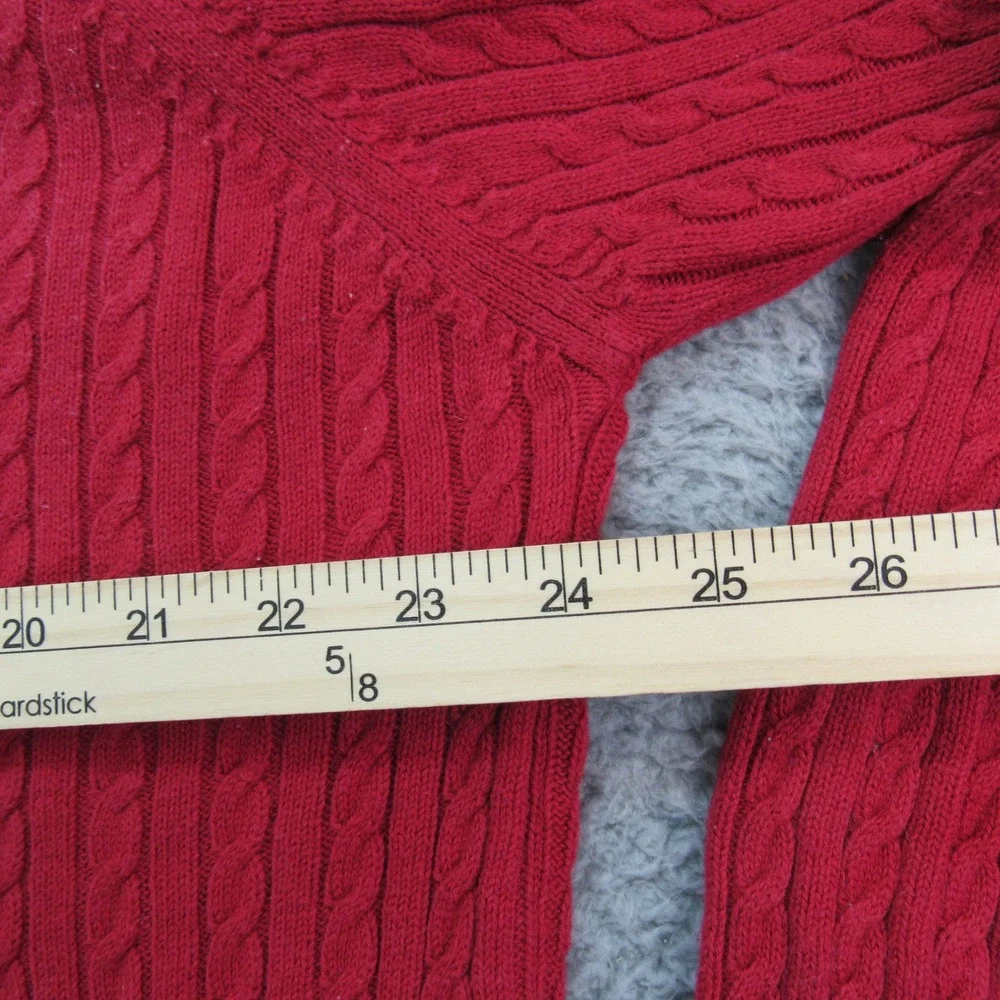 Crystal Kobe Women's Cable Knit Long Sleeve‎ Sweater XL Red 100% Cotton